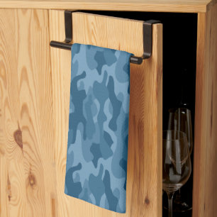 Steel Blue Monocolor Camo Tea Towel