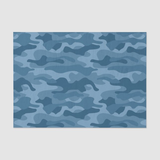 Steel Blue Monocolor Camo Tissue Paper (Front)