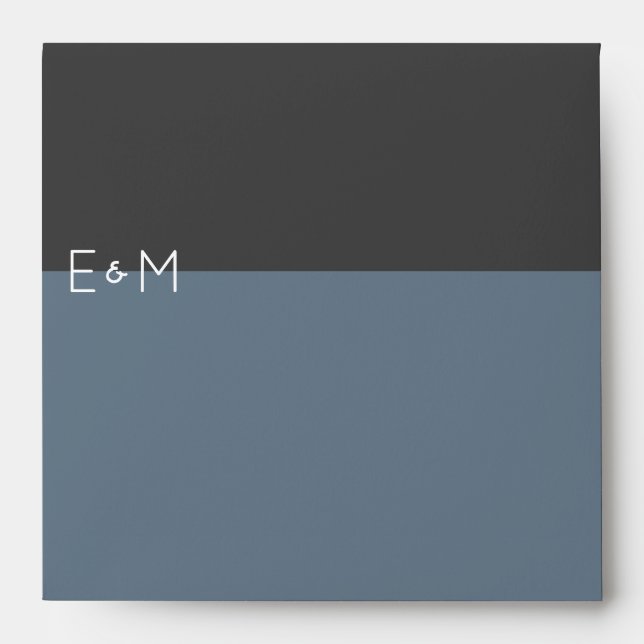 Steel Blue Monogrammed Envelopes (Front)