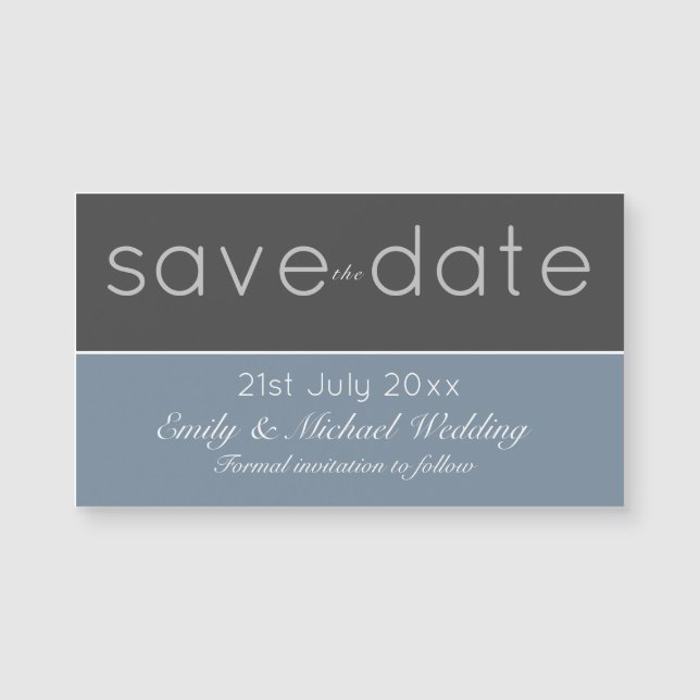 Steel Blue Save The Date Magnetic Wedding (Front)