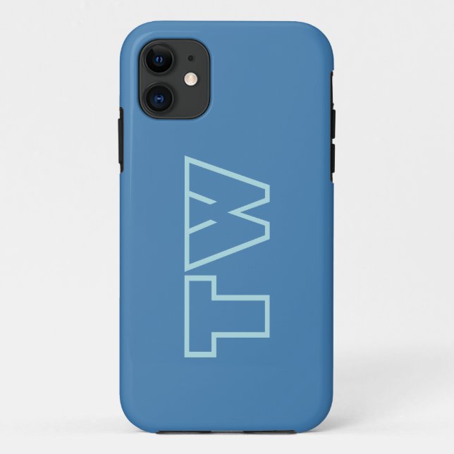 Steel Blue Solid Colour Minimalist Elegant Name Case-Mate iPhone Case (Back)