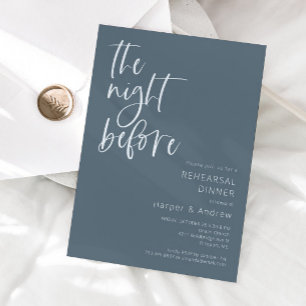 Steel Blue The Night Before Rehearsal Dinner Invitation