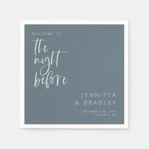 Steel Blue The Night Before Rehearsal Dinner Napkin