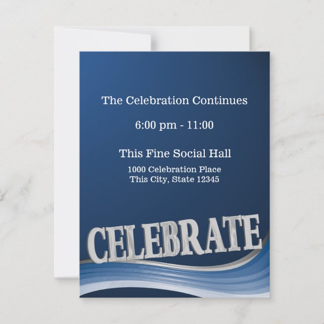 Steel Blue Wave Celebration Reception Card (Front)