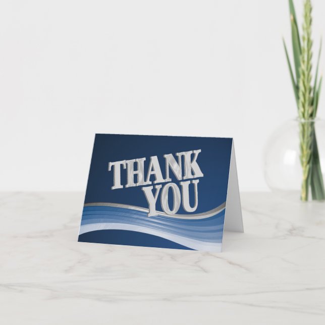Steel Blue Wave Thank You Card (Front)