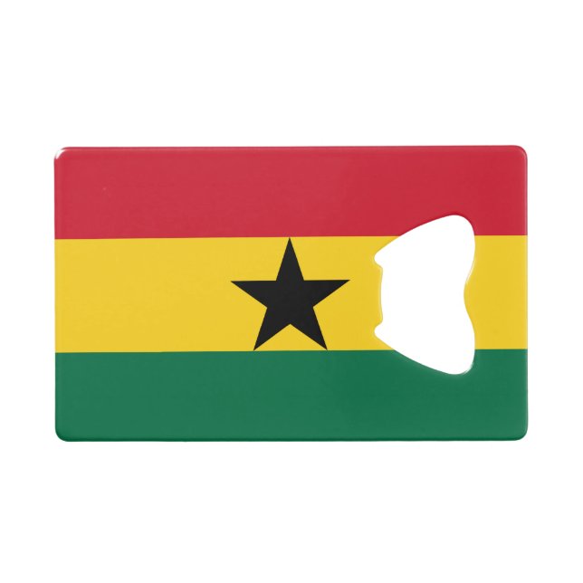 Steel Bottle Opener with flag of Ghana (Front (Horizontal))
