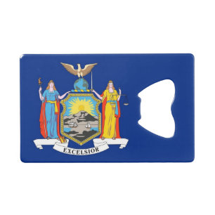 Steel Bottle Opener with flag of New York, USA