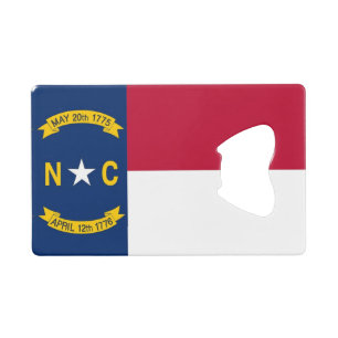 Steel Bottle Opener with flag of North Carolina
