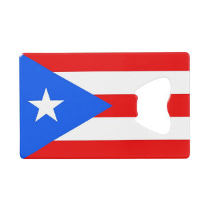 Steel Bottle Opener with flag of Puerto Rico, USA