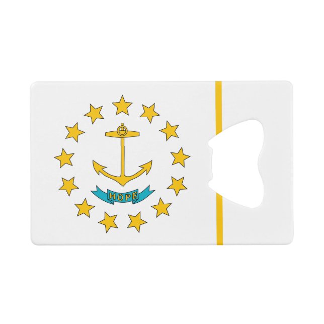 Steel Bottle Opener with flag of Rhode Island, USA (Front (Horizontal))