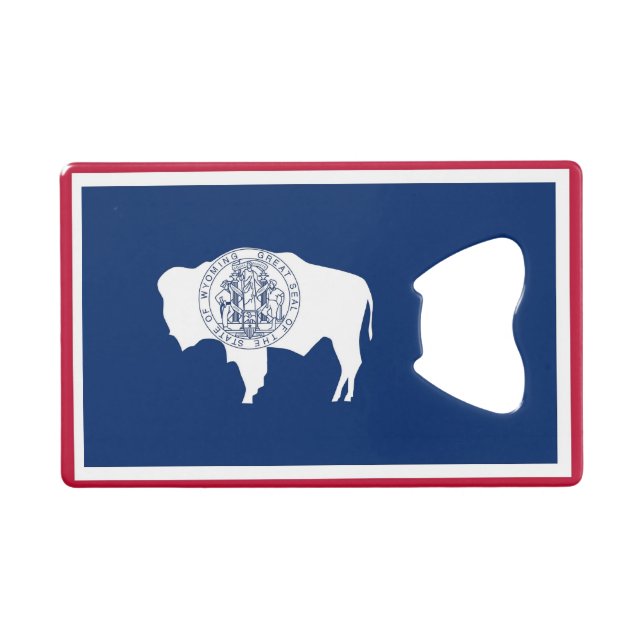 Steel Bottle Opener with flag of Wyoming (Front (Horizontal))
