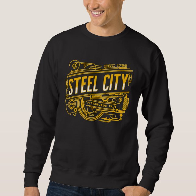 Steel City Pittsburgh Pennsylvania 412 Home Vintag Sweatshirt (Front)