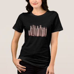 Steel Cocktail Bottles on a Black Short Sleeve Tri-Blend Shirt