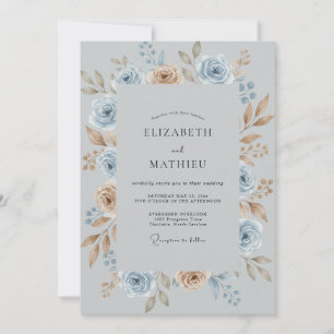 Steel Copper Foliage Eucalyptus Wedding Invitation
