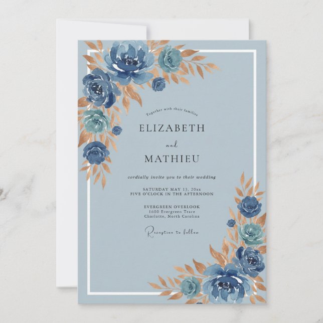 Steel Copper Painted Wedding Invitation (Front)