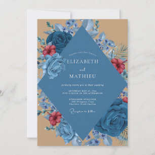 Steel Crimson Dahlia Wedding Invitation