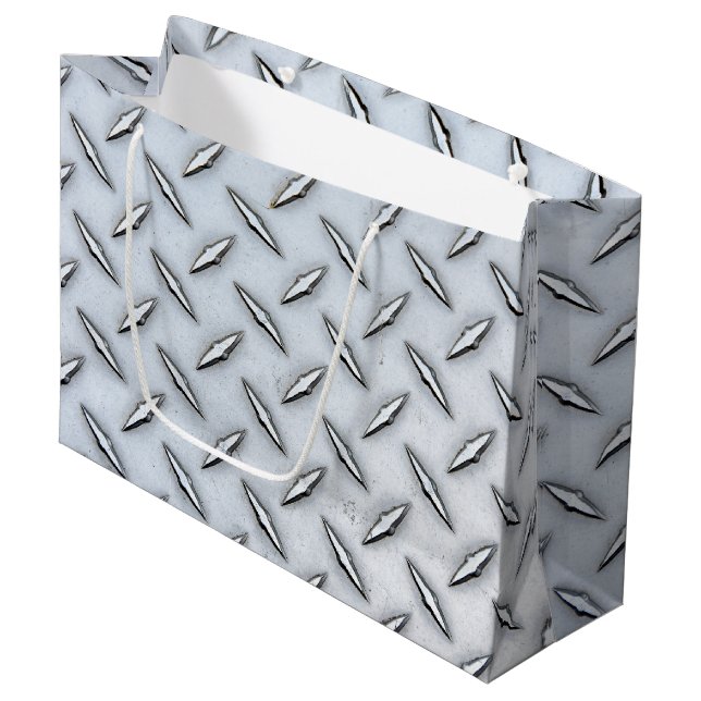 Steel Diamond Plate Large Gift Bag (Front Angled)