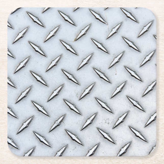 Steel Diamond Plate Square Paper Coaster (Front)