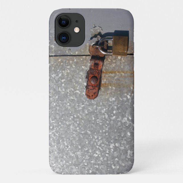 Steel doors locked with a rusty padlock Case-Mate iPhone case (Back)