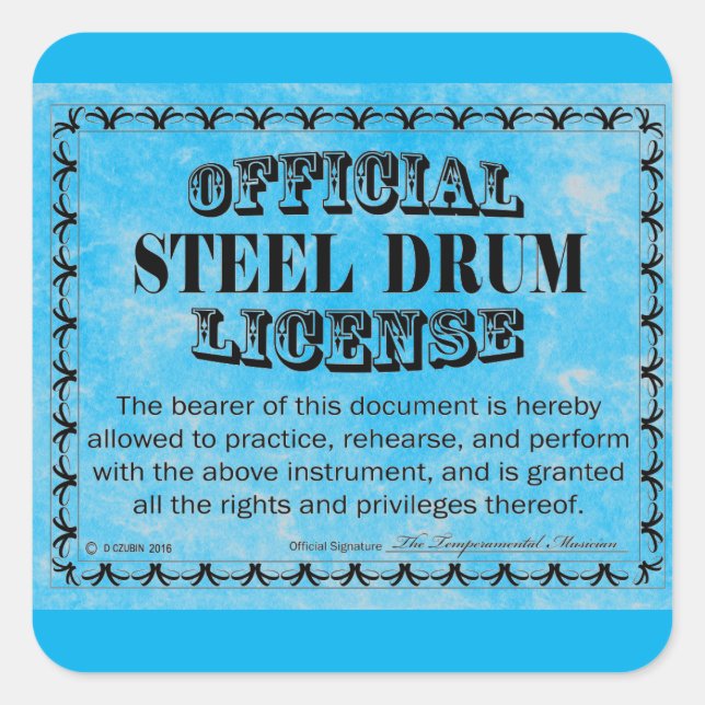 Steel Drum License Square Sticker (Front)