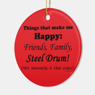 Steel Drum Makes Me Happy Ceramic Tree Decoration