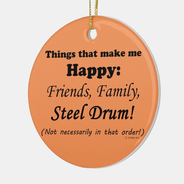 Steel Drum Makes Me Happy Ceramic Tree Decoration (Left)
