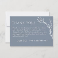 Steel Dusty Blue Simple Stenciled Floral Botanical
