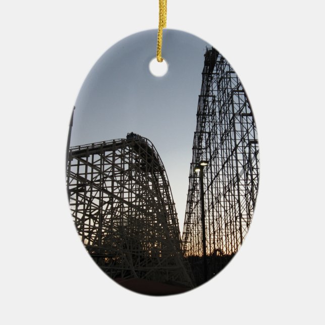 Steel Force and Thunderhawk Dorney Park Ceramic Tree Decoration (Front)