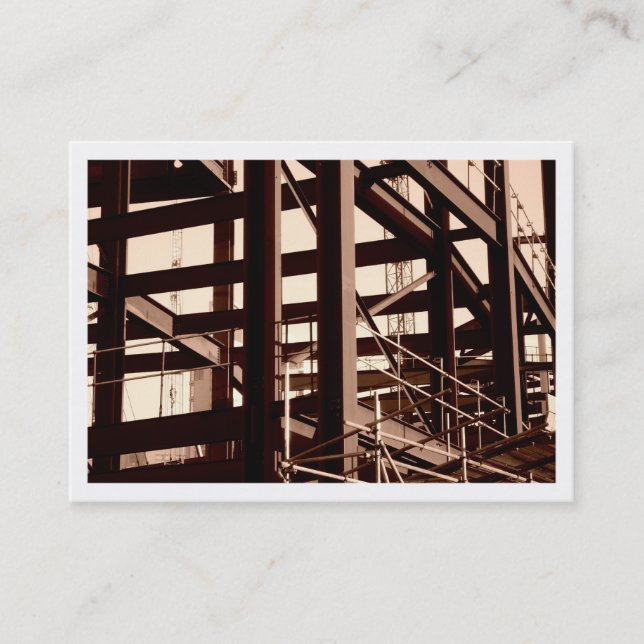 Steel Frame Construction, Mini Photo (Bordered) Business Card (Front)