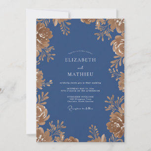 Steel Gold Foliage Eucalyptus Wedding Invitation