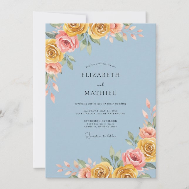 Steel Golden Painted Wedding Invitation (Front)