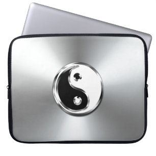Steel Gradient Graphic Yin-Yang Symbol Laptop Sleeve