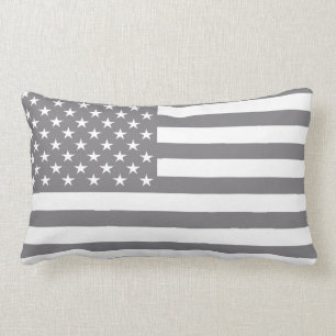 Steel Grey American Flag Lumbar Cushion