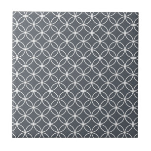 Steel Grey and White Circles Pattern Tile
