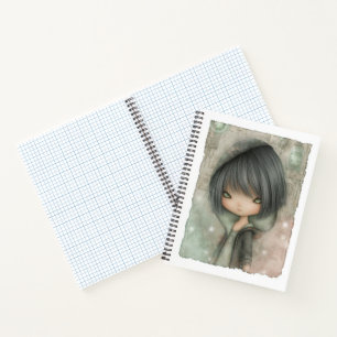 Steel Grey Charcoal Moss Green Gothic Doll Notebook