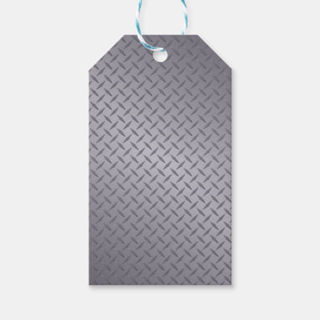 Steel Grey Diamond Plate Gift Tags (Front)