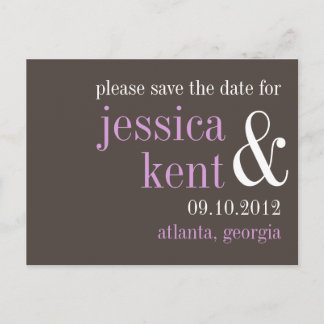 Steel grey lilac typography modern save the date announcement postcard