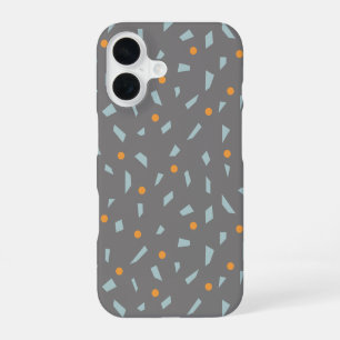 Steel Grey Orange and Baby Blue Confetti iPhone 16 Case