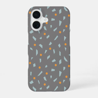 Steel Grey Orange and Baby Blue Confetti iPhone 16 Case