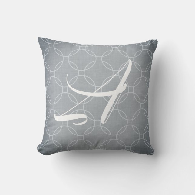 Steel Grey Slate Circle Trellis Custom Monogarm Cushion (Front)