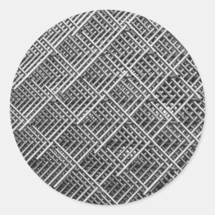 Steel Grid Industrial Mesh Pattern Classic Round Sticker