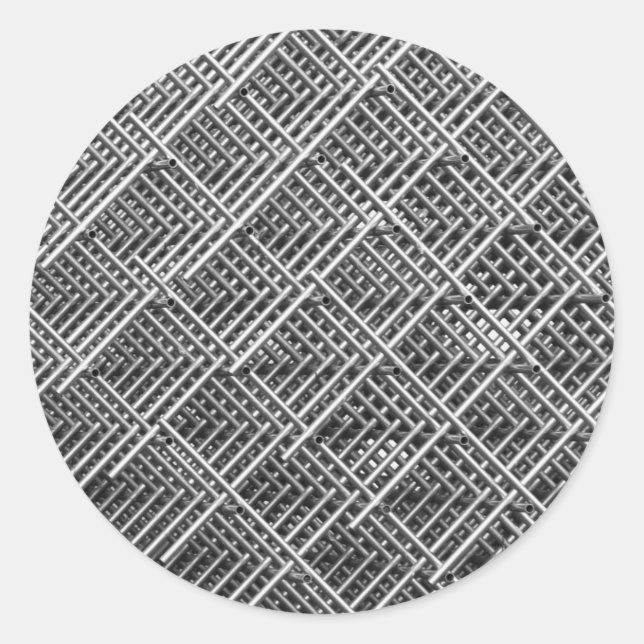 Steel Grid Industrial Mesh Pattern Classic Round Sticker (Front)