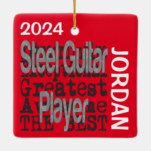 Steel Guitar Player Extraordinaire CUSTOM Ceramic Ornament (Back)