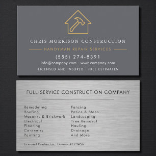 Steel Industrial Handyman Construction Business Card