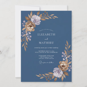 Steel Lavender Petal Wedding Invitation