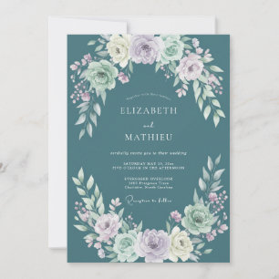 Steel Lavender Ranunculus Soft Eucalyptus Wedding Invitation