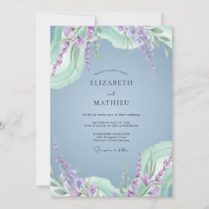 Steel Lilac Wisteria Wedding Invitation
