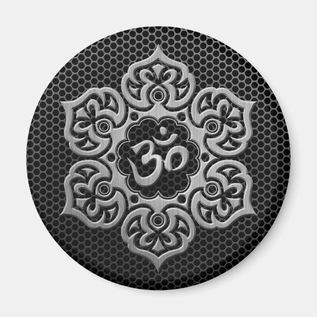 Steel Mesh Floral Om Magnet (Front)