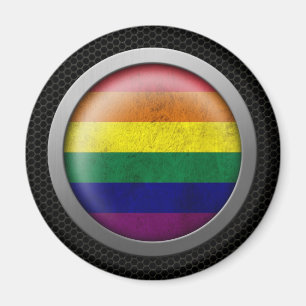 Steel Mesh Gay Pride Rainbow Flag Disc Graphic Magnet