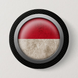 Steel Mesh Indonesian Flag Disc Graphic 7.5 Cm Round Badge